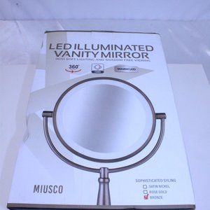 NEW LED Illuminated Vanity Mirror Bronze Finish 360 Swivel 7x Magnification